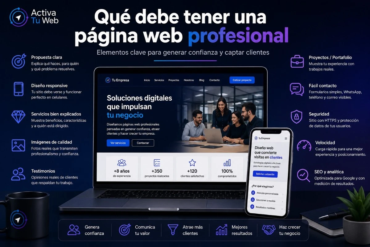 Qué debe tener una página web profesional para generar confianza