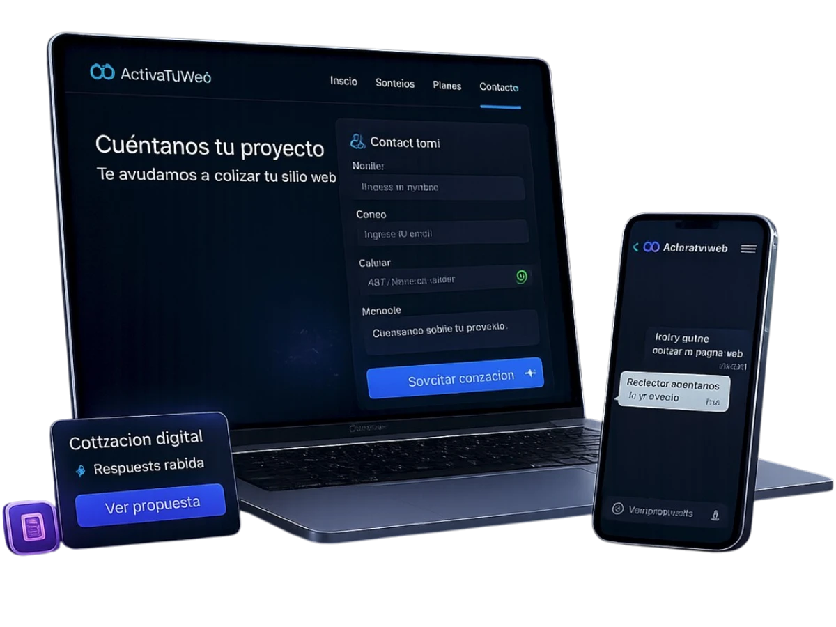 Contacto Activa Tu Web para cotizar páginas web, tiendas online y servicios digitales