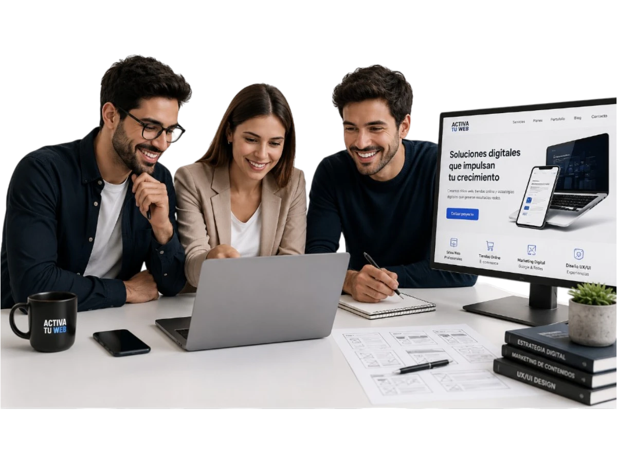Equipo de Activa Tu Web creando páginas web, tiendas online y campañas digitales