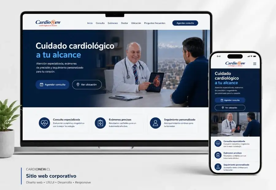 Sitio web corporativo Cardionew desarrollado para el área de salud